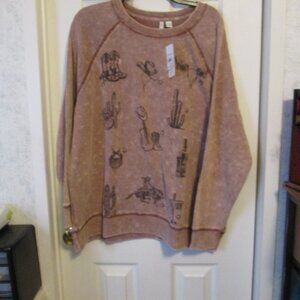 NWT Cato Western Theme Brown Sweatshirt Size 14/16